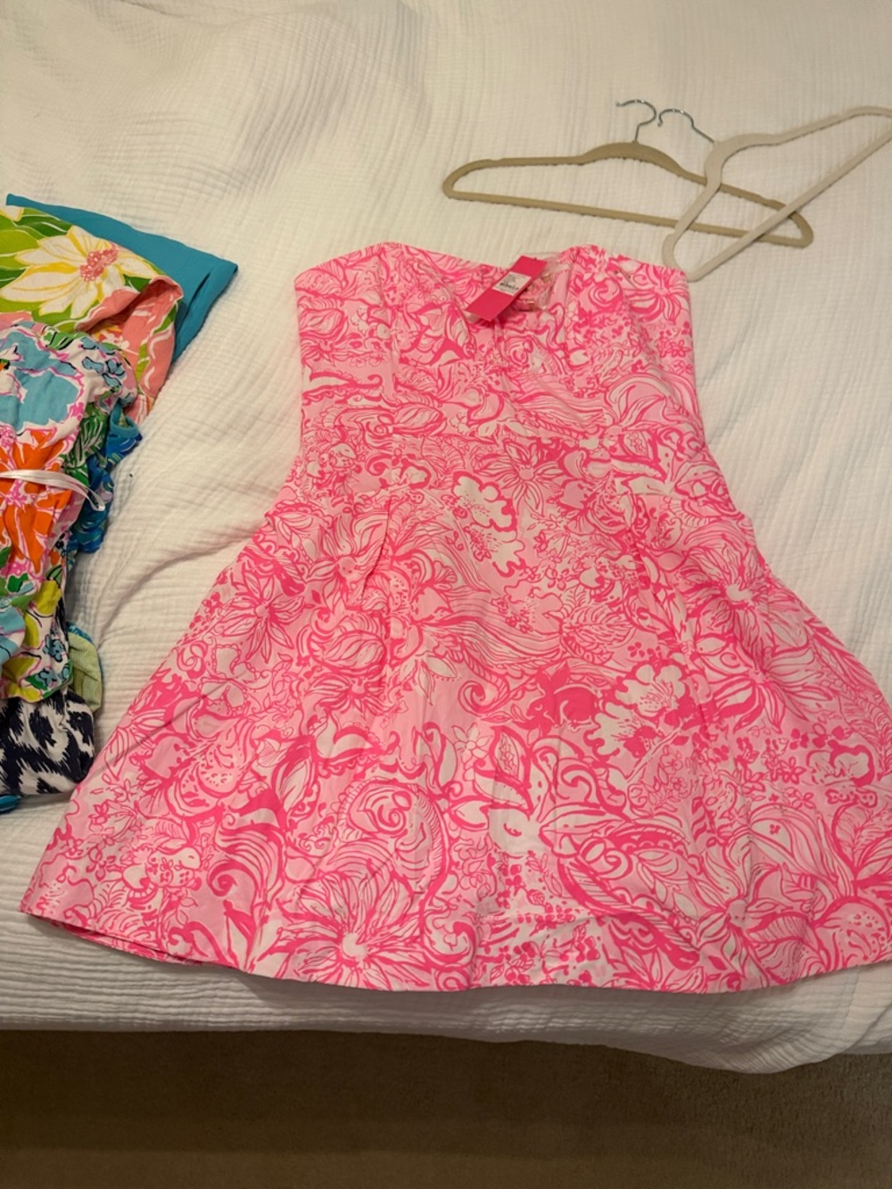 Lilly Pulitzer Pink & White Blossom Strapless Dress